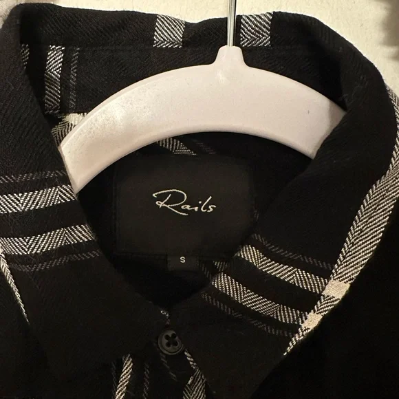 Rails Dawson Plaid Shirt Dress Size Small Black and White - Picture 6 of 6
